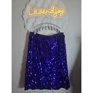 NWOT Eloquii Sequin Purple Peplum Straight Skirt Paillette Plus Size 24